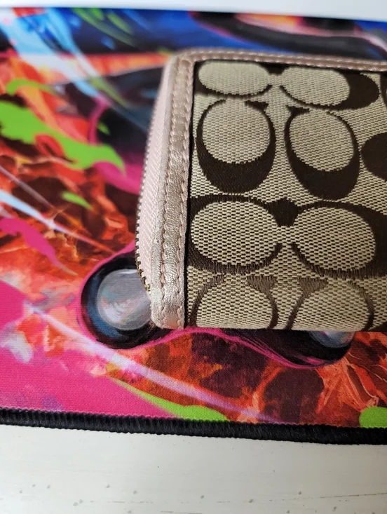 Coach Signature Long Wallet Total Pattern Canvas Beige And Rose Gold - Picture 10 of 14